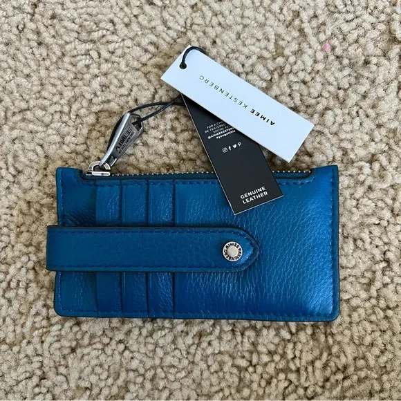 NWT Aimee Kestenberg Leather Zip Wallet, Sapphire - Picture 1 of 4
